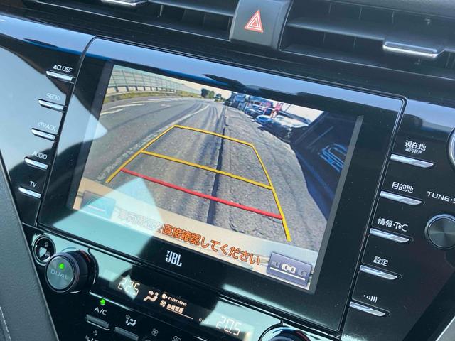 カムリ WSレザーパッケージ グー故障診断実施済(エラーなし) TRDフルエアロ TRDグリル 純正ナビ JBLサウンド ブラインドスポットモニター パワーシート ドライブレコーダー レザーシート バックカメラ 専用トランクマット(22枚目)