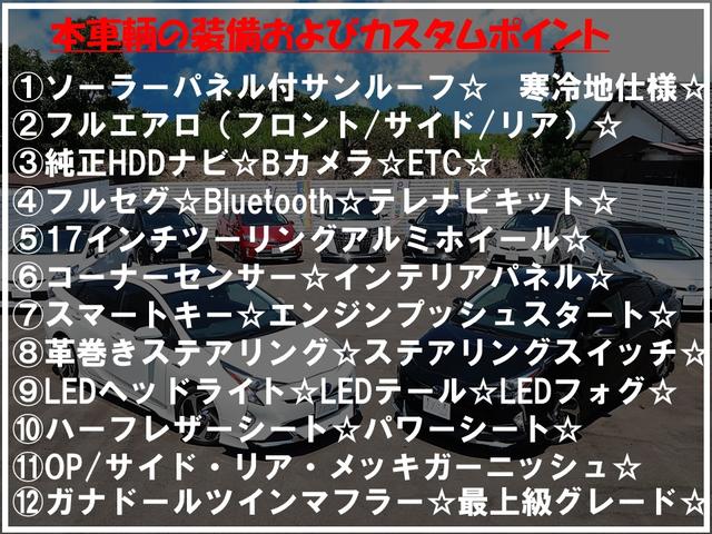 Ｇツーリングセレクション　寒冷地仕様　フルエアロ　サンルーフ　ハーフレザーシート　コーナーセンサー　ガナドールツインマフラー　パーキングアシスト　テレナビキット　オプション・メッキガーニッシュ　ＨＵＤ　Ｂｌｕｅｔｏｏｔｈ(6枚目)