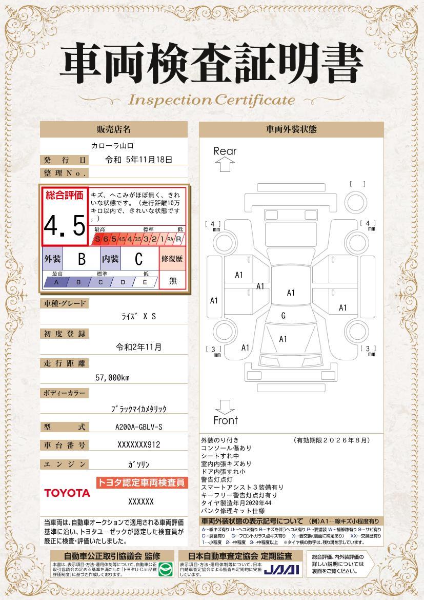 車両状態評価書