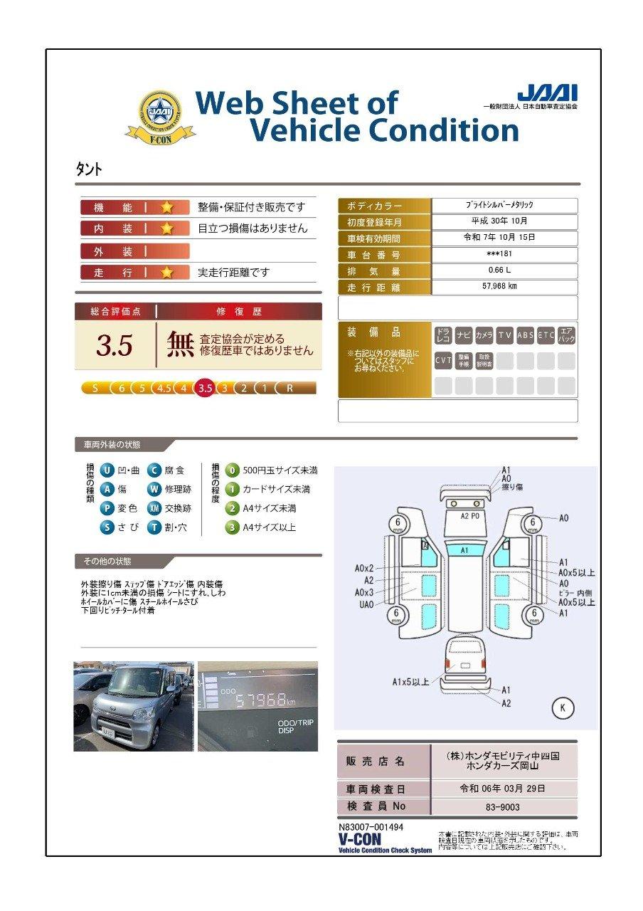 車両状態評価書