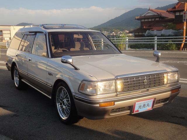クラウンステーションワゴン ロイヤルサルーン　ツインカム　スーパーチャージャー　修復無　禁煙車　ＰＳ　ＰＷ　ＡＴ　サンルーフ　フェンダーミラー　内装フルノーマル　７人乗り　社外アルミ　ローダウン　タイベル７．９万キロ交換済　トノカバー付　バッテリィ新品　タイヤ４本新品交換渡（66枚目）