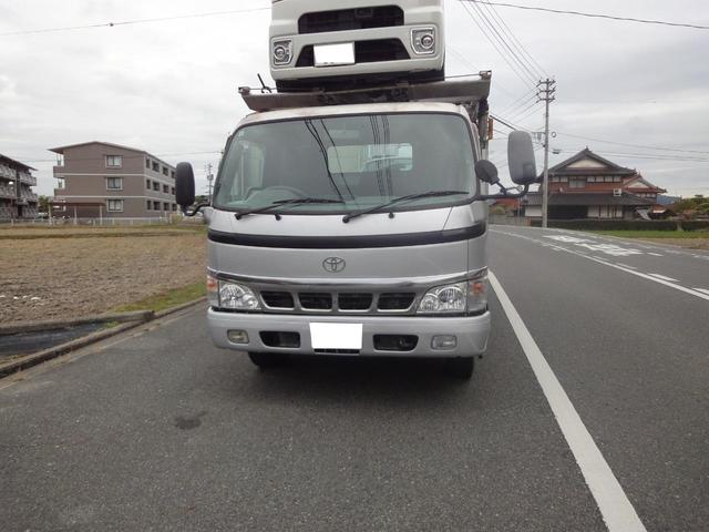 ダイナトラック 積載車 修復歴無 2台積み 3.4トン積載車 PS PW オートAC 6速 ホイスト操作盤左右有 油圧歩み ウインチラジコン ETC TV ナビ バックモニタ 車検8年3月7日 電動格納ミラー シートカバー(2枚目)