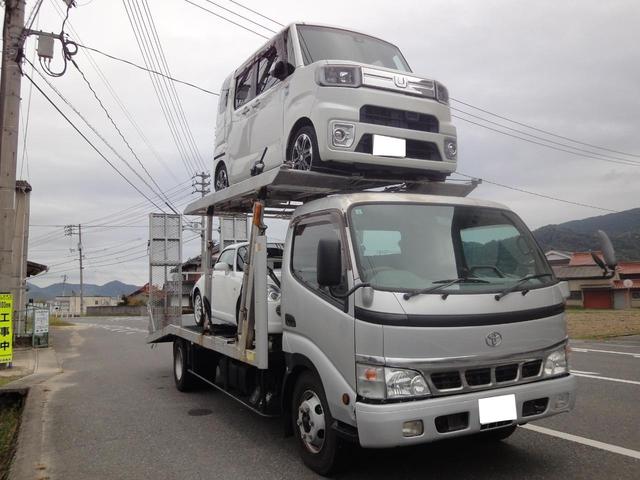 ダイナトラック 積載車 修復歴無 2台積み 3.4トン積載車 PS PW オートAC 6速 ホイスト操作盤左右有 油圧歩み ウインチラジコン ETC TV ナビ バックモニタ 車検8年3月7日 電動格納ミラー シートカバー(5枚目)