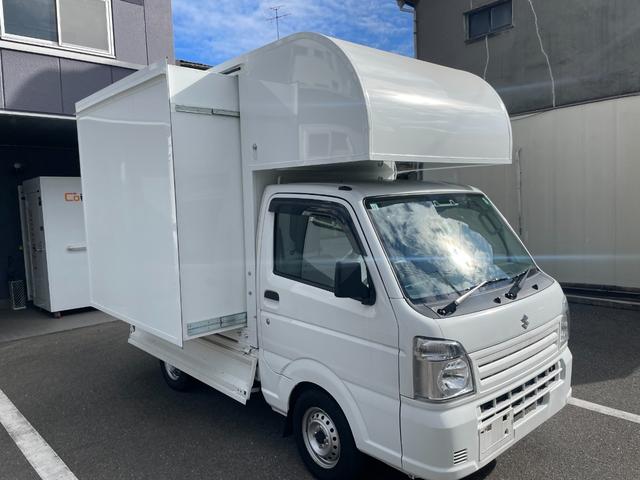 キャリイトラック 　トリパルキッチンカー　拡張型　２槽シンク　１００Ｌ給排水タンク　外部電源　　作業テーブル　ＥＴＣ（2枚目）