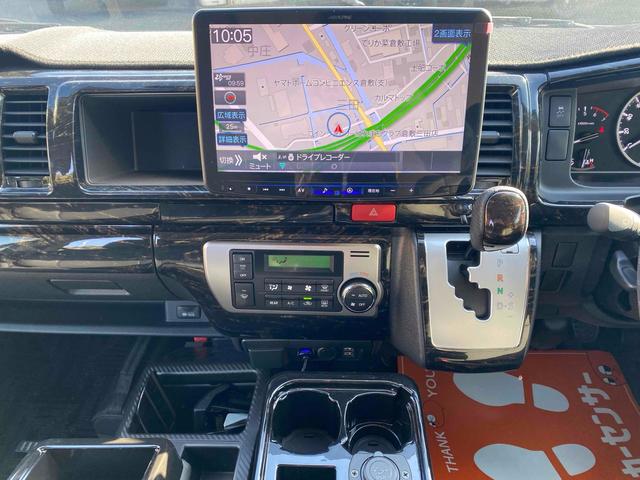 ハイエースワゴン グランドキャビン 10人乗り ワンオーナー 走行1500キロ 4WD アルパイン11型ナビTV 連動ドライブレコーダー ETC Bカメラ 社外アルミ 社外テール 社外サイドオーニング クリアランスソナー 黒シートカバー 左電動スライドドア スマートキー 買取直売(4枚目)