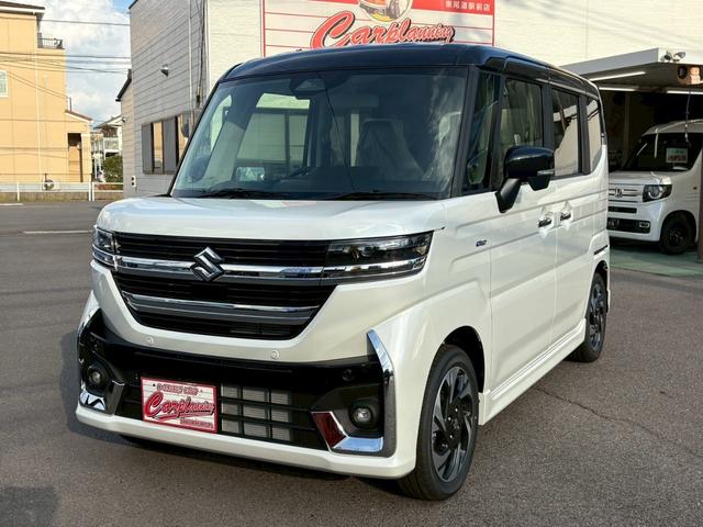 スペーシアカスタム ハイブリッドXSターボ 届出済未使用車 ヘッドアップディスプレイ 両側電動スライドドア シートヒーター サーキュレーター 電動パーキング スズキセーフティーサポート LEDヘッドライト 禁煙車 クリアランスソナー ターボ(8枚目)