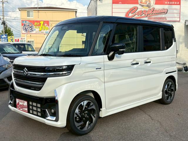 スペーシアカスタム ハイブリッドXSターボ 届出済未使用車 ヘッドアップディスプレイ 両側電動スライドドア シートヒーター サーキュレーター 電動パーキング スズキセーフティーサポート LEDヘッドライト 禁煙車 クリアランスソナー ターボ(9枚目)