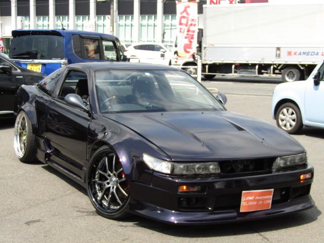 １８０ＳＸ タイプＸ　シルエイティ仕様　オリジン７５ｍｍ前後フェンダー　社外タービン　エキマニ　ブーコン　ＬＳＤ　Ｆ１９インチＲ２０インチ　ドアミラー　ミッドナイトパープルＭ全塗装（2枚目）