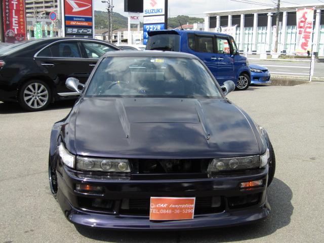 １８０ＳＸ タイプＸ　シルエイティ仕様　オリジン７５ｍｍ前後フェンダー　社外タービン　エキマニ　ブーコン　ＬＳＤ　Ｆ１９インチＲ２０インチ　ドアミラー　ミッドナイトパープルＭ全塗装（4枚目）