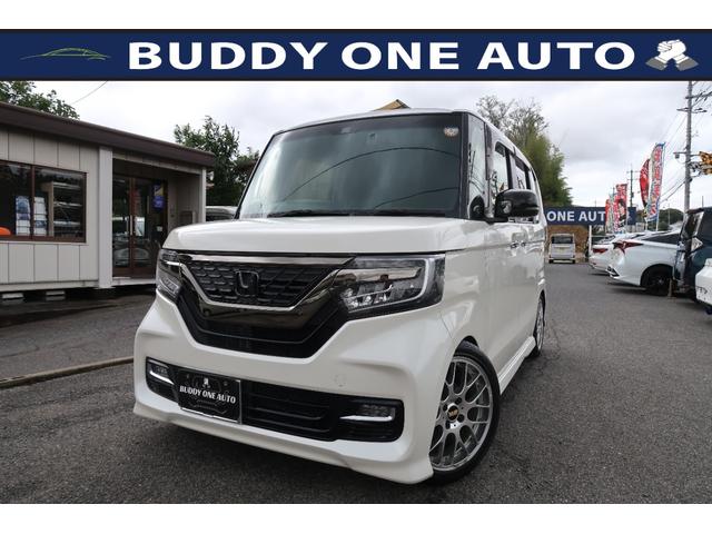 N-BOXカスタム G・EXターボホンダセンシング ギャザズ8インチナビ BBS鍛造16アルミ テイン車高調 両側電動スライドドア ドラレコ ホンダセンシング LEDライト&フォグ クルコン バックカメラ パドルシフト ブルートゥース リヤスポ 禁煙車(2枚目)