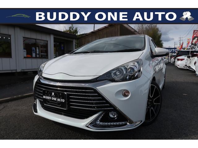 アクア Ｇ　Ｇ’ｓ　ユーザー様買取車　クラリオン９インチナビ　ヘッドレスト取付アルパインリヤモニター　ＬＥＤライト＆フォグ＆デイライト　トヨタセーフティセンス　オートハイビーム　専用ハーフレザーシート　リヤカメラ　禁煙車（2枚目）