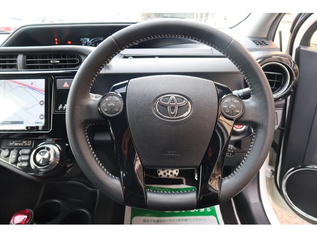 アクア Ｇ　Ｇ’ｓ　ユーザー様買取車　クラリオン９インチナビ　ヘッドレスト取付アルパインリヤモニター　ＬＥＤライト＆フォグ＆デイライト　トヨタセーフティセンス　オートハイビーム　専用ハーフレザーシート　リヤカメラ　禁煙車（44枚目）