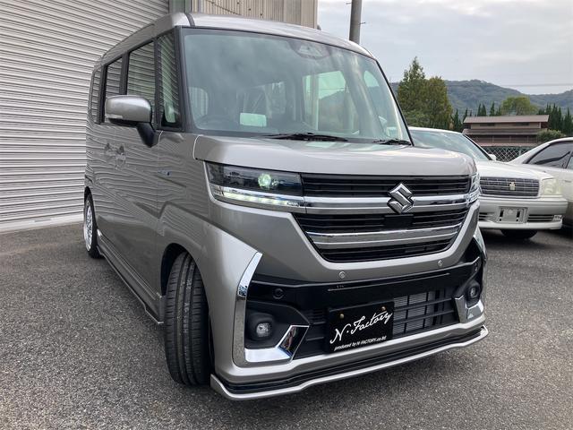 スペーシアカスタム ハイブリッドXS 届出済未使用車・禁煙車・スチールシルバーM ・社外16インチアルミホイール/タイヤ ローダウン フロント/サイド/リア フラップスポイラー 両側電動スライドドア クリアランスソナー オートクルーズコントロール オートライト LEDヘッドランプ(8枚目)