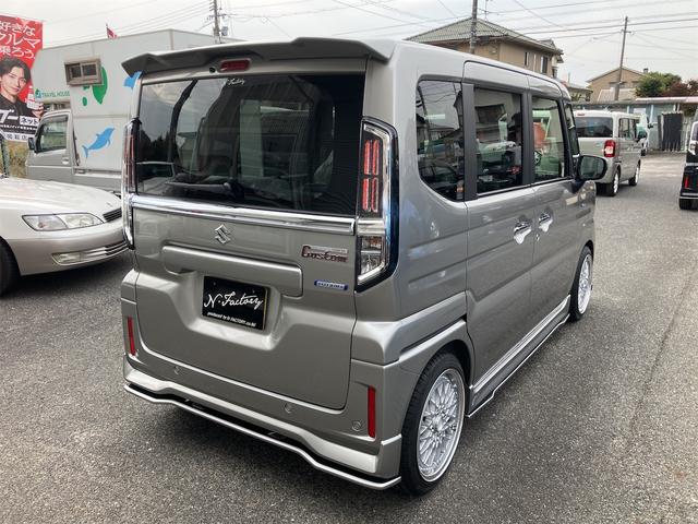 スペーシアカスタム ハイブリッドXS 届出済未使用車・禁煙車・スチールシルバーM ・社外16インチアルミホイール/タイヤ ローダウン フロント/サイド/リア フラップスポイラー 両側電動スライドドア クリアランスソナー オートクルーズコントロール オートライト LEDヘッドランプ(19枚目)