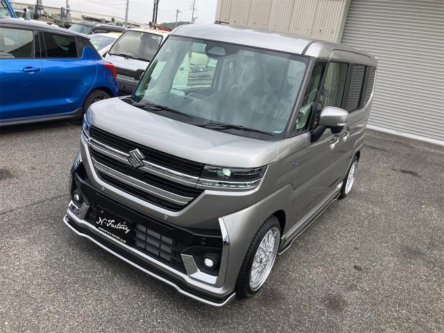 スペーシアカスタム ハイブリッドXS 届出済未使用車・禁煙車・スチールシルバーM ・社外16インチアルミホイール/タイヤ ローダウン フロント/サイド/リア フラップスポイラー 両側電動スライドドア クリアランスソナー オートクルーズコントロール オートライト LEDヘッドランプ(25枚目)