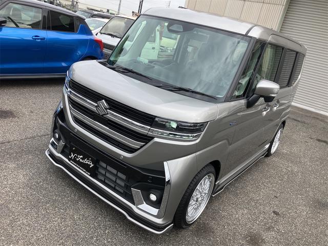 スペーシアカスタム ハイブリッドXS 届出済未使用車・禁煙車・スチールシルバーM ・社外16インチアルミホイール/タイヤ ローダウン フロント/サイド/リア フラップスポイラー 両側電動スライドドア クリアランスソナー オートクルーズコントロール オートライト LEDヘッドランプ(26枚目)