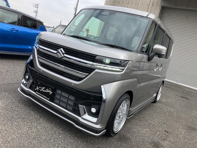 スペーシアカスタム ハイブリッドXS 届出済未使用車・禁煙車・スチールシルバーM ・社外16インチアルミホイール/タイヤ ローダウン フロント/サイド/リア フラップスポイラー 両側電動スライドドア クリアランスソナー オートクルーズコントロール オートライト LEDヘッドランプ(27枚目)