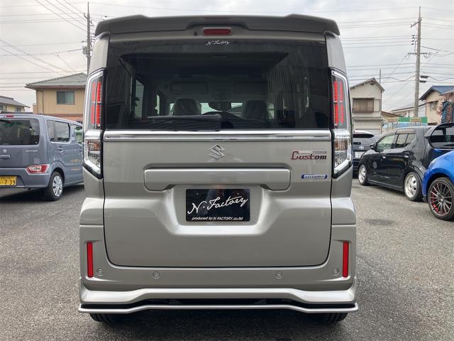 スペーシアカスタム ハイブリッドXS 届出済未使用車・禁煙車・スチールシルバーM ・社外16インチアルミホイール/タイヤ ローダウン フロント/サイド/リア フラップスポイラー 両側電動スライドドア クリアランスソナー オートクルーズコントロール オートライト LEDヘッドランプ(32枚目)
