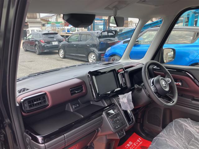 スペーシアカスタム ハイブリッドＸＳターボ　届出済未使用車・禁煙車・ブラック・　社外１６インチアルミホイール／タイヤ　ローダウン　フロント／サイド／リア　フラップスポイラー　両側電動スライドドア　クリアランスソナー　オートクルーズコントロール　オートライト　ＬＥＤヘッドランプ（68枚目）