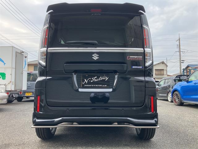 スペーシアカスタム ハイブリッドＸＳターボ　届出済未使用車・禁煙車・ブラック・　社外１６インチアルミホイール／タイヤ　ローダウン　フロント／サイド／リア　フラップスポイラー　両側電動スライドドア　クリアランスソナー　オートクルーズコントロール　オートライト　ＬＥＤヘッドランプ（76枚目）