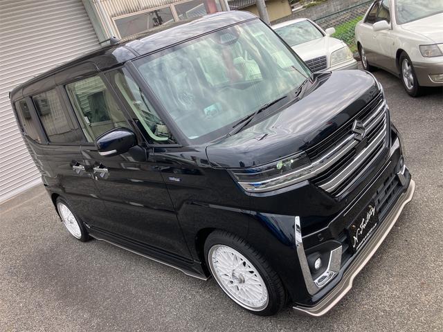 スペーシアカスタム ハイブリッドＸＳターボ　届出済未使用車・禁煙車・ブラック・　社外１６インチアルミホイール／タイヤ　ローダウン　フロント／サイド／リア　フラップスポイラー　両側電動スライドドア　クリアランスソナー　オートクルーズコントロール　オートライト　ＬＥＤヘッドランプ（78枚目）