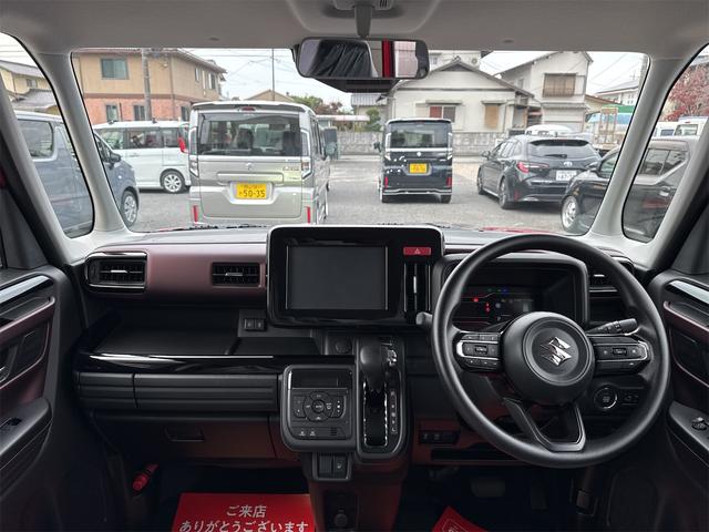 スペーシアカスタム ハイブリッドＧＳ　届出済未使用車・禁煙車・　フェニックスレッドパール　社外１６インチアルミホイール／タイヤ　ローダウン　フロント／サイド／リア　フラップスポイラー　片側電動スライドドア　クリアランスソナー　オートクルーズコントロール（4枚目）