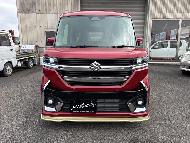 スペーシアカスタム ハイブリッドＧＳ　届出済未使用車・禁煙車・　フェニックスレッドパール　社外１６インチアルミホイール／タイヤ　ローダウン　フロント／サイド／リア　フラップスポイラー　片側電動スライドドア　クリアランスソナー　オートクルーズコントロール（16枚目）