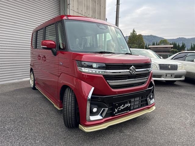 スペーシアカスタム ハイブリッドＧＳ　届出済未使用車・禁煙車・　フェニックスレッドパール　社外１６インチアルミホイール／タイヤ　ローダウン　フロント／サイド／リア　フラップスポイラー　片側電動スライドドア　クリアランスソナー　オートクルーズコントロール（17枚目）