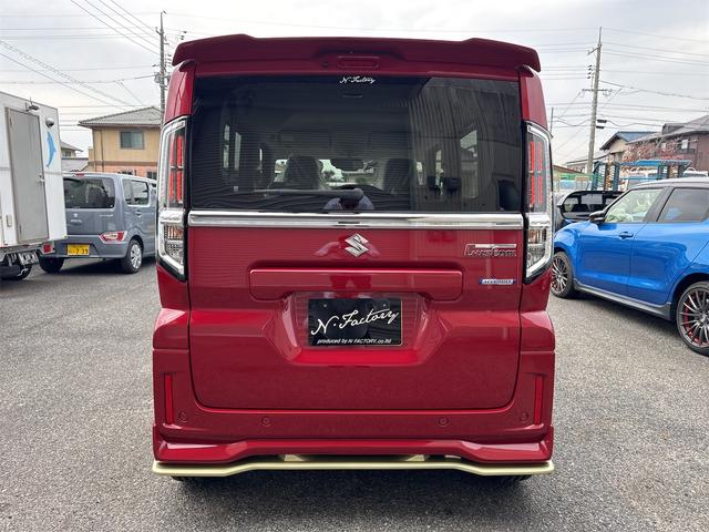 スペーシアカスタム ハイブリッドＧＳ　届出済未使用車・禁煙車・　フェニックスレッドパール　社外１６インチアルミホイール／タイヤ　ローダウン　フロント／サイド／リア　フラップスポイラー　片側電動スライドドア　クリアランスソナー　オートクルーズコントロール（20枚目）