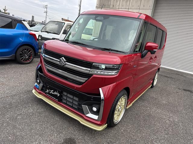 スペーシアカスタム ハイブリッドＧＳ　届出済未使用車・禁煙車・　フェニックスレッドパール　社外１６インチアルミホイール／タイヤ　ローダウン　フロント／サイド／リア　フラップスポイラー　片側電動スライドドア　クリアランスソナー　オートクルーズコントロール（25枚目）