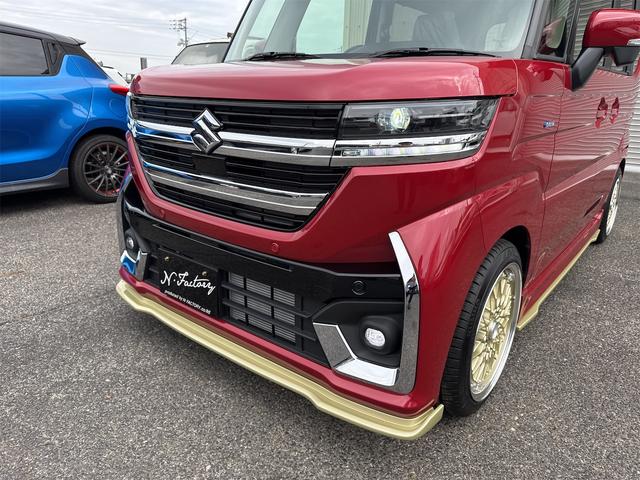 スペーシアカスタム ハイブリッドＧＳ　届出済未使用車・禁煙車・　フェニックスレッドパール　社外１６インチアルミホイール／タイヤ　ローダウン　フロント／サイド／リア　フラップスポイラー　片側電動スライドドア　クリアランスソナー　オートクルーズコントロール（27枚目）