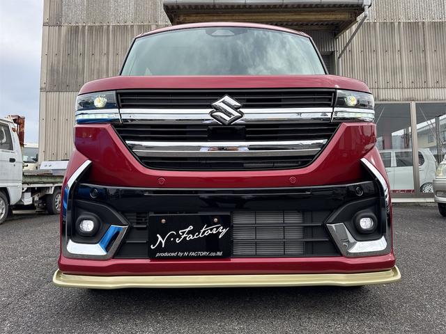 スペーシアカスタム ハイブリッドＧＳ　届出済未使用車・禁煙車・　フェニックスレッドパール　社外１６インチアルミホイール／タイヤ　ローダウン　フロント／サイド／リア　フラップスポイラー　片側電動スライドドア　クリアランスソナー　オートクルーズコントロール（28枚目）