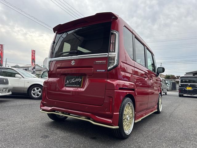 スペーシアカスタム ハイブリッドＧＳ　届出済未使用車・禁煙車・　フェニックスレッドパール　社外１６インチアルミホイール／タイヤ　ローダウン　フロント／サイド／リア　フラップスポイラー　片側電動スライドドア　クリアランスソナー　オートクルーズコントロール（29枚目）