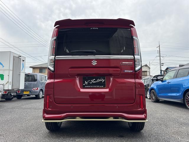 スペーシアカスタム ハイブリッドＧＳ　届出済未使用車・禁煙車・　フェニックスレッドパール　社外１６インチアルミホイール／タイヤ　ローダウン　フロント／サイド／リア　フラップスポイラー　片側電動スライドドア　クリアランスソナー　オートクルーズコントロール（30枚目）