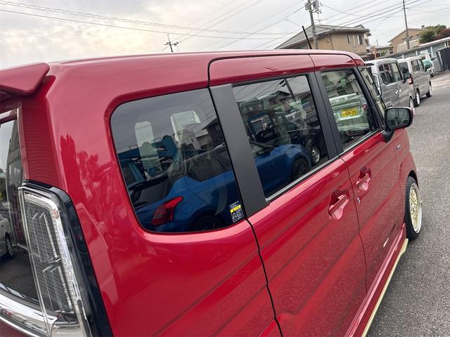 スペーシアカスタム ハイブリッドＧＳ　届出済未使用車・禁煙車・　フェニックスレッドパール　社外１６インチアルミホイール／タイヤ　ローダウン　フロント／サイド／リア　フラップスポイラー　片側電動スライドドア　クリアランスソナー　オートクルーズコントロール（35枚目）