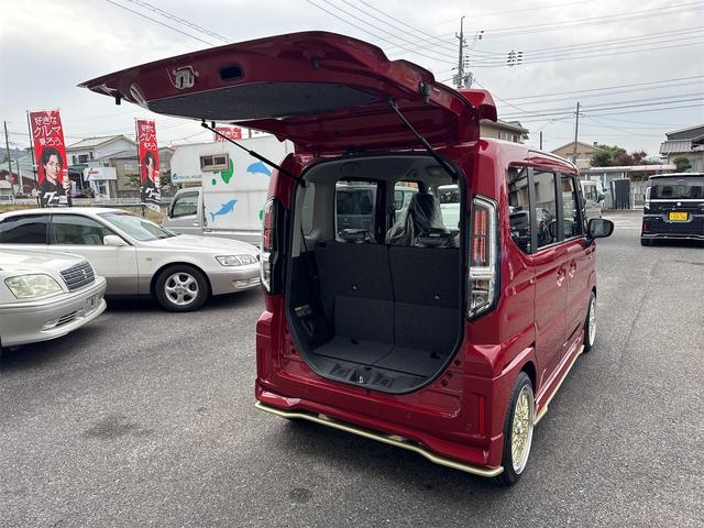 スペーシアカスタム ハイブリッドＧＳ　届出済未使用車・禁煙車・　フェニックスレッドパール　社外１６インチアルミホイール／タイヤ　ローダウン　フロント／サイド／リア　フラップスポイラー　片側電動スライドドア　クリアランスソナー　オートクルーズコントロール（46枚目）
