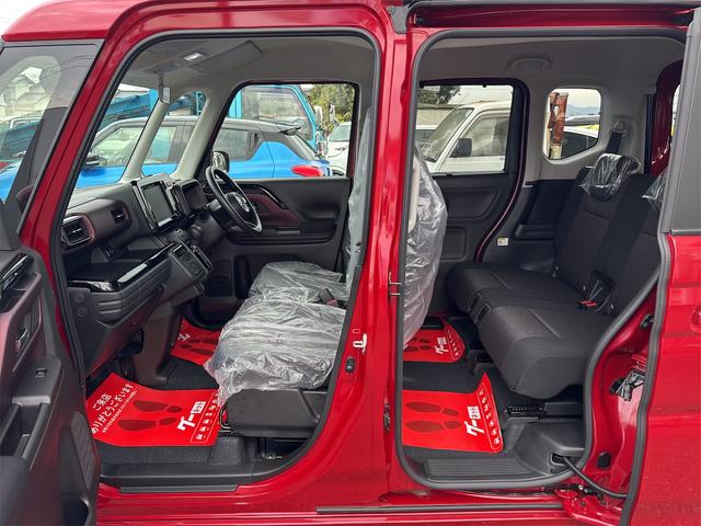 スペーシアカスタム ハイブリッドＧＳ　届出済未使用車・禁煙車・　フェニックスレッドパール　社外１６インチアルミホイール／タイヤ　ローダウン　フロント／サイド／リア　フラップスポイラー　片側電動スライドドア　クリアランスソナー　オートクルーズコントロール（73枚目）