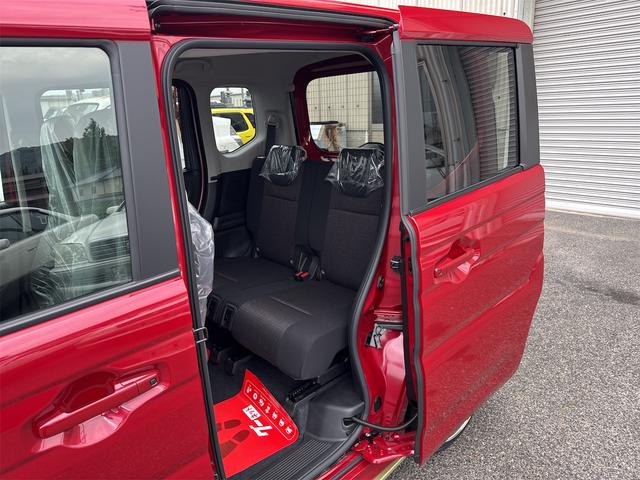 スペーシアカスタム ハイブリッドＧＳ　届出済未使用車・禁煙車・　フェニックスレッドパール　社外１６インチアルミホイール／タイヤ　ローダウン　フロント／サイド／リア　フラップスポイラー　片側電動スライドドア　クリアランスソナー　オートクルーズコントロール（76枚目）