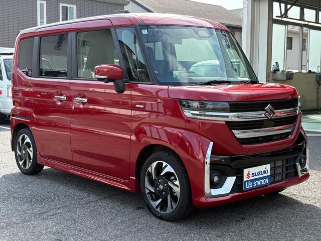 スペーシアカスタム カスタム　ＨＹＢＲＩＤ　ＸＳターボ　バックカメラ　オートライト　Ｂｌｕｅｔｏｏｔｈ　スライドドア　純正ナビ　プッシュスタート　シートヒーター　オートエアコン　禁煙車　スズキセーフティーサポート　衝突被害軽減システム　衝突安全ボディ（3枚目）