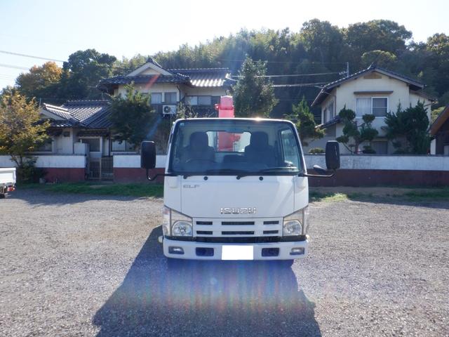 エルフトラック ロングフルフラットロー　全低床　３ｔ積　６ＭＴ　３ペダル　ユニック製　ＵＲＵ２６４　４段クレーン　ラジコン　フックイン　荷台内寸３６０ｃｍ１７９ｃｍ３７ｃｍ　荷台地上高１００ｃｍ　坂道発進補助装置　左電動格納ミラー（3枚目）