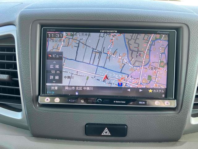 スペーシア Ｔ　４ＷＤ　ＥＴＣ　両側スライド・片側電動　ナビ　ＴＶ　オートライト　スマートキー　アイドリングストップ　電動格納ミラー　シートヒーター　ベンチシート　ＣＶＴ　盗難防止システム　ＡＢＳ　Ｂｌｕｅｔｏｏｔｈ（4枚目）