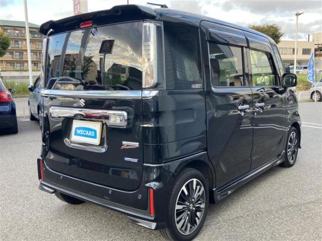 スペーシアカスタム ハイブリッドXSターボ 新品タイヤ/保証書/社外 ナビ/セーフティサポート(スズキ)/両側電動スライドドア/シートヒーター 運転席/車線逸脱防止支援システム/シート ハーフレザー/ヘッドランプ LED/USBジャック 禁煙車(3枚目)