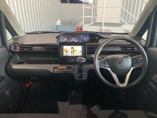 ハイブリッドT 新品社外SDナビ フルセグ DVD Bluetooth ステリモ バックモニター スズキセーフティサポート レーンキープ HUD パドルシフト クルコン プッシュスタート スマートキー 本革巻きステア(7枚目)