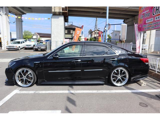 クラウンハイブリッド アスリートＧ　外品フルエアロ　Ｆスポイラー　ＷＯＲＫ２０インチＡＷ　車高調　ＴＯＭ’ｓマフラー　サンルーフ　黒革シート　パワーシート　シートヒーター＋エアコン　ナビ　フルセグ　Ｂカメラ　ＰＣＳ　ＢＳＭ　クリアソナー（5枚目）