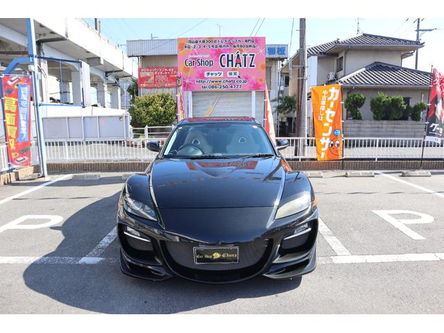 RX-8 タイプS スポーツプレステージリミテッド 6MT 外品フルエアロ フェンダー アイライン 外品18インチAW 車高調 外品マフラー 白革シート パワーシート TEIN減衰調整コントローラー ボンネットダンパー HDDナビ ETC CD・DVD(2枚目)
