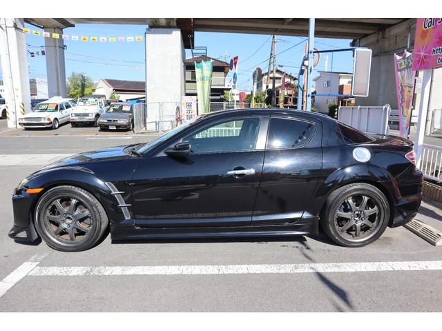 RX-8 タイプS スポーツプレステージリミテッド 6MT 外品フルエアロ フェンダー アイライン 外品18インチAW 車高調 外品マフラー 白革シート パワーシート TEIN減衰調整コントローラー ボンネットダンパー HDDナビ ETC CD・DVD(5枚目)