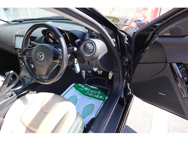 RX-8 タイプS スポーツプレステージリミテッド 6MT 外品フルエアロ フェンダー アイライン 外品18インチAW 車高調 外品マフラー 白革シート パワーシート TEIN減衰調整コントローラー ボンネットダンパー HDDナビ ETC CD・DVD(11枚目)