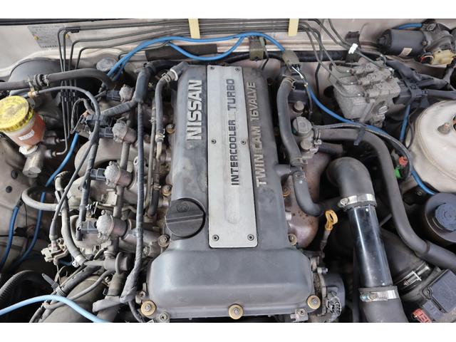 180SX タイプX シルエイティ仕様(Fバンパーフェンダー・ボンネット・ヘッドライト) 5MT ターボ S・Rエアロ Rウイング SSRアルミ 車高調 HKSマフラー MOMOステ BRIDEセミバケ Bluetooth(25枚目)