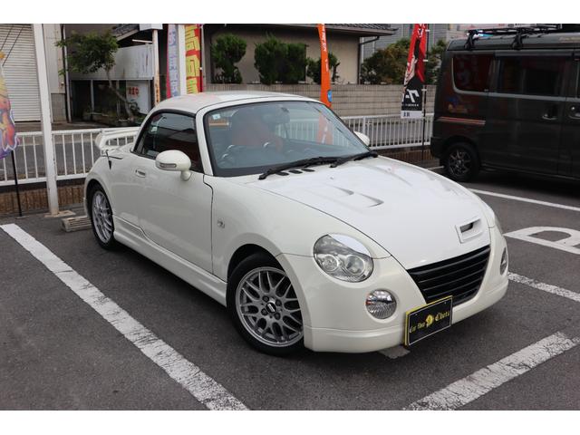 コペン アルティメットエディション 5MTターボ 電動オープン 外品ボンネット エアロパーツ リアスポ アイライン BBS15AW ビルシュタイン グリル改 外マフラー MOMOステ シートH レカロ ブローオフバルブ タワーバー記録簿(4枚目)