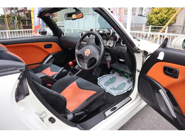 コペン アルティメットエディション 5MTターボ 電動オープン 外品ボンネット エアロパーツ リアスポ アイライン BBS15AW ビルシュタイン グリル改 外マフラー MOMOステ シートH レカロ ブローオフバルブ タワーバー記録簿(11枚目)